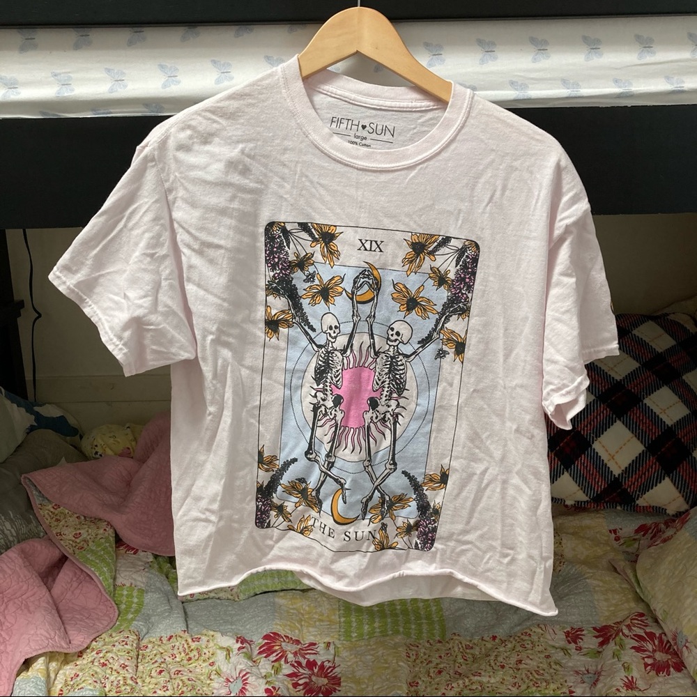 Fifth Sun Tarot Card Skeleton Graphic T Shirt